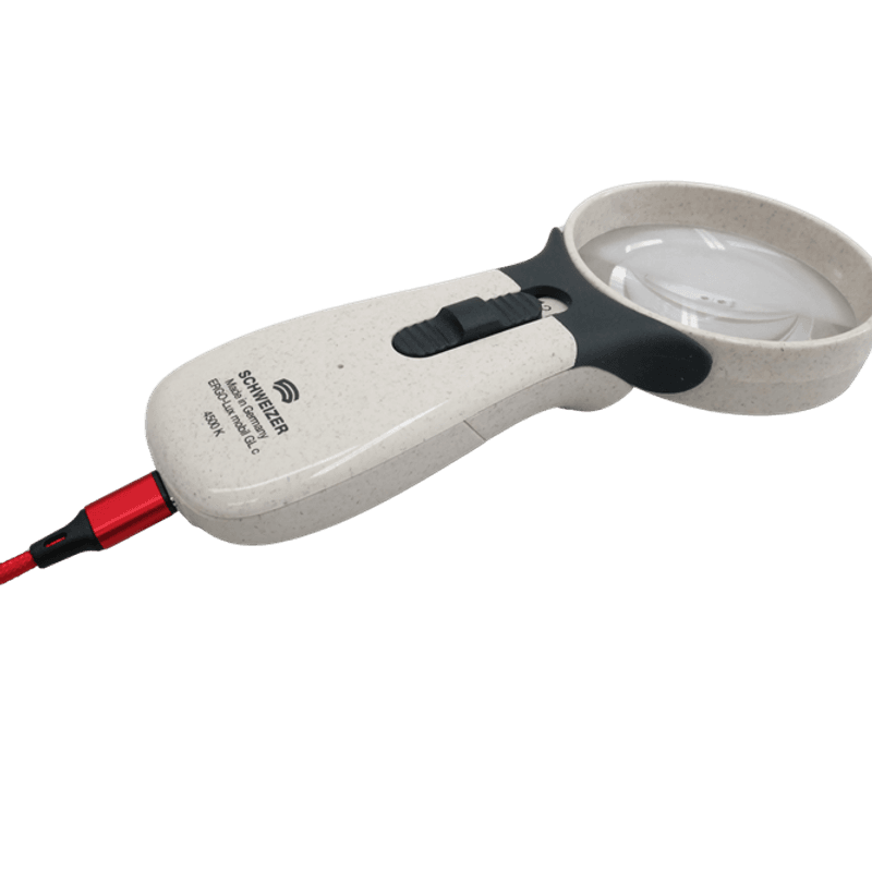 Lupe med led lys og USB-C lader. Schweizer Ergo-Lux GLC 10D/3,5X 75x50 mm